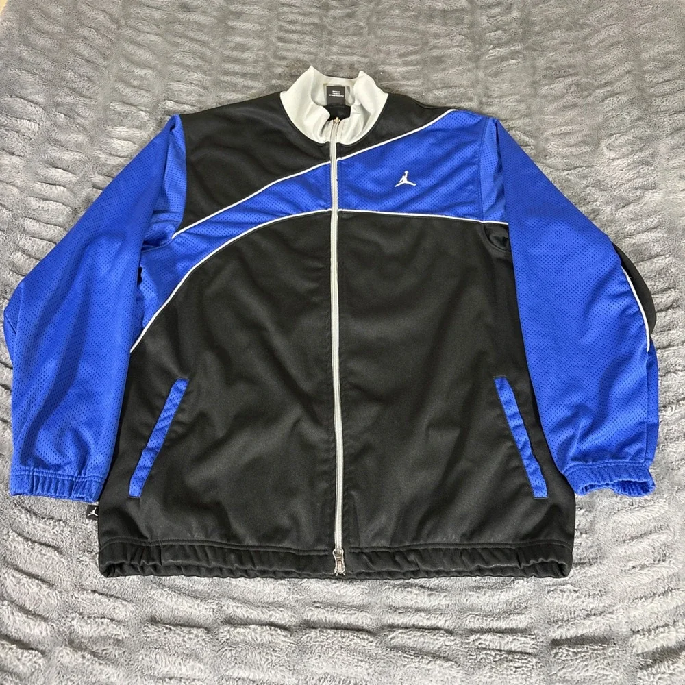 Vintage Jordan Brand 20th Anniversary Track Jacket Black Blue Mens Large AR481